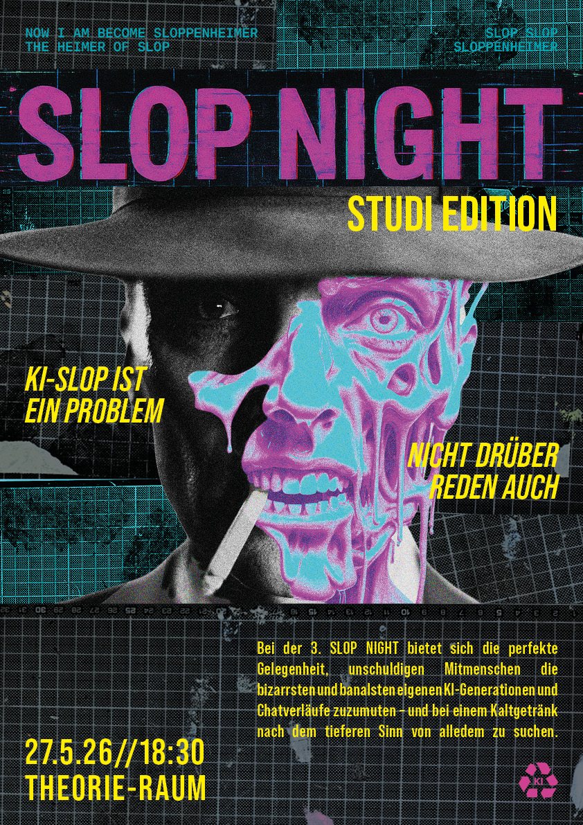Slop Night, student edition, poster, May 2026